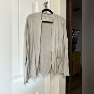 A&F long Cardigan zip up Abercrombie and fitch beige medium